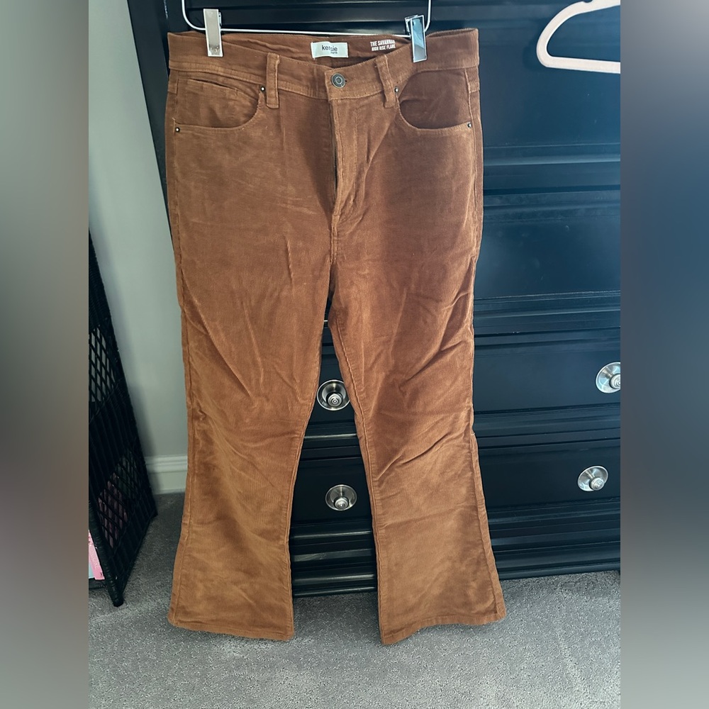 Kensie Savannah High Rise Flare Corduroy Pants Size 8